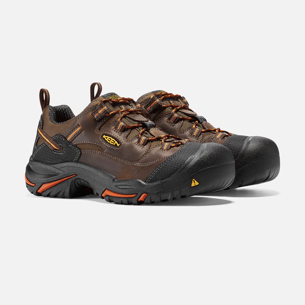 Keen Werkschoenen Heren Bruin/Oranje - Braddock Laag (Soft Toe) - 67812-WYIB